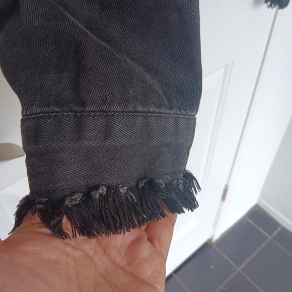 CLEARANCE SALE!! Love Tree Black Distressed Denim Jacket - Picture 5 of 15